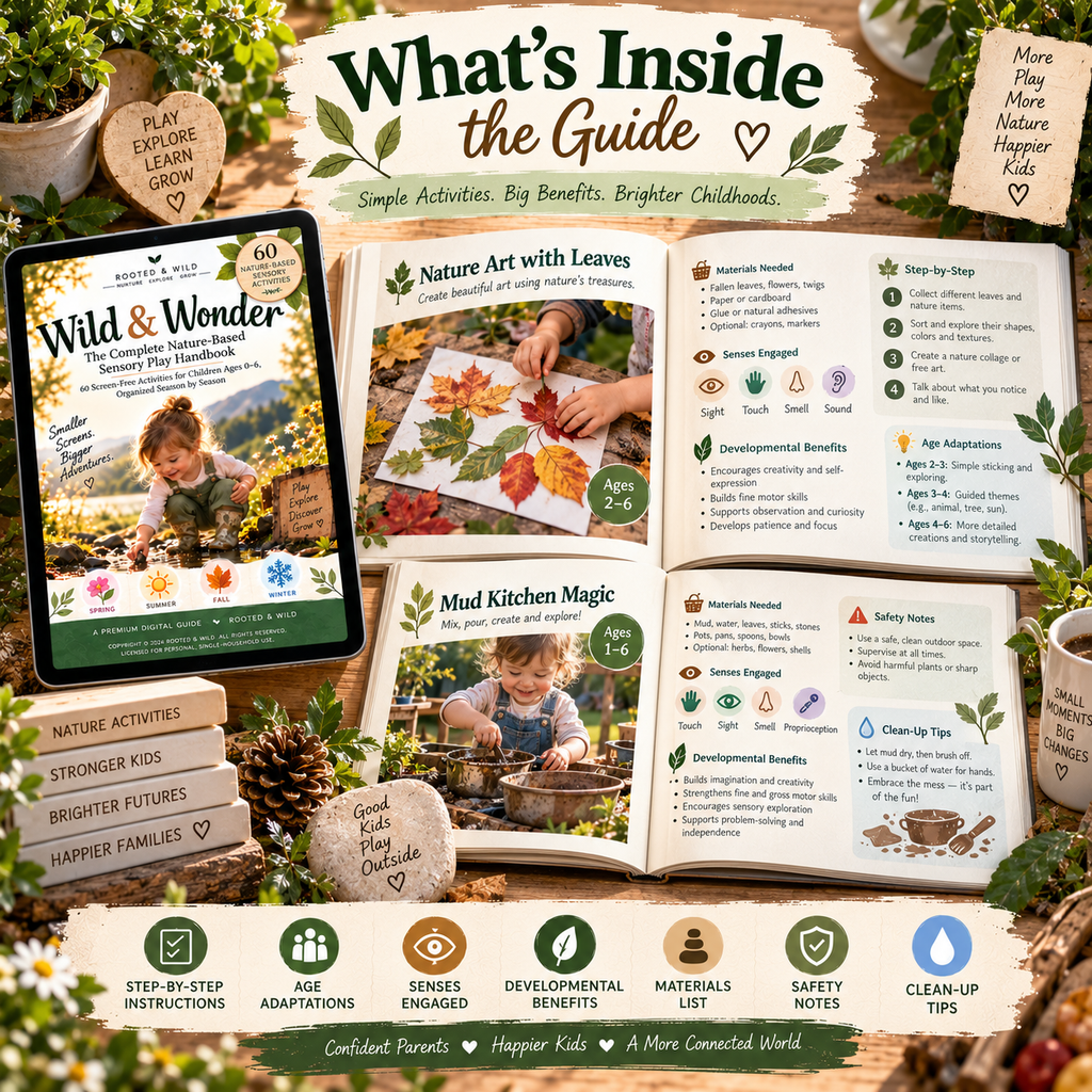 Wild & Wonder: Nature-Based Sensory Play Handbook | 60 Screen-Free Activities for Kids Ages 0–6 | Seasonal Outdoor Play Guide