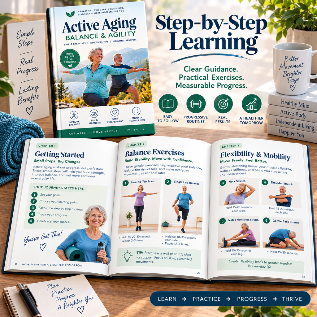 Active Aging: Balance & Agility | 72-Page Exercise & Movement Guide | 8-Week Progressive Program