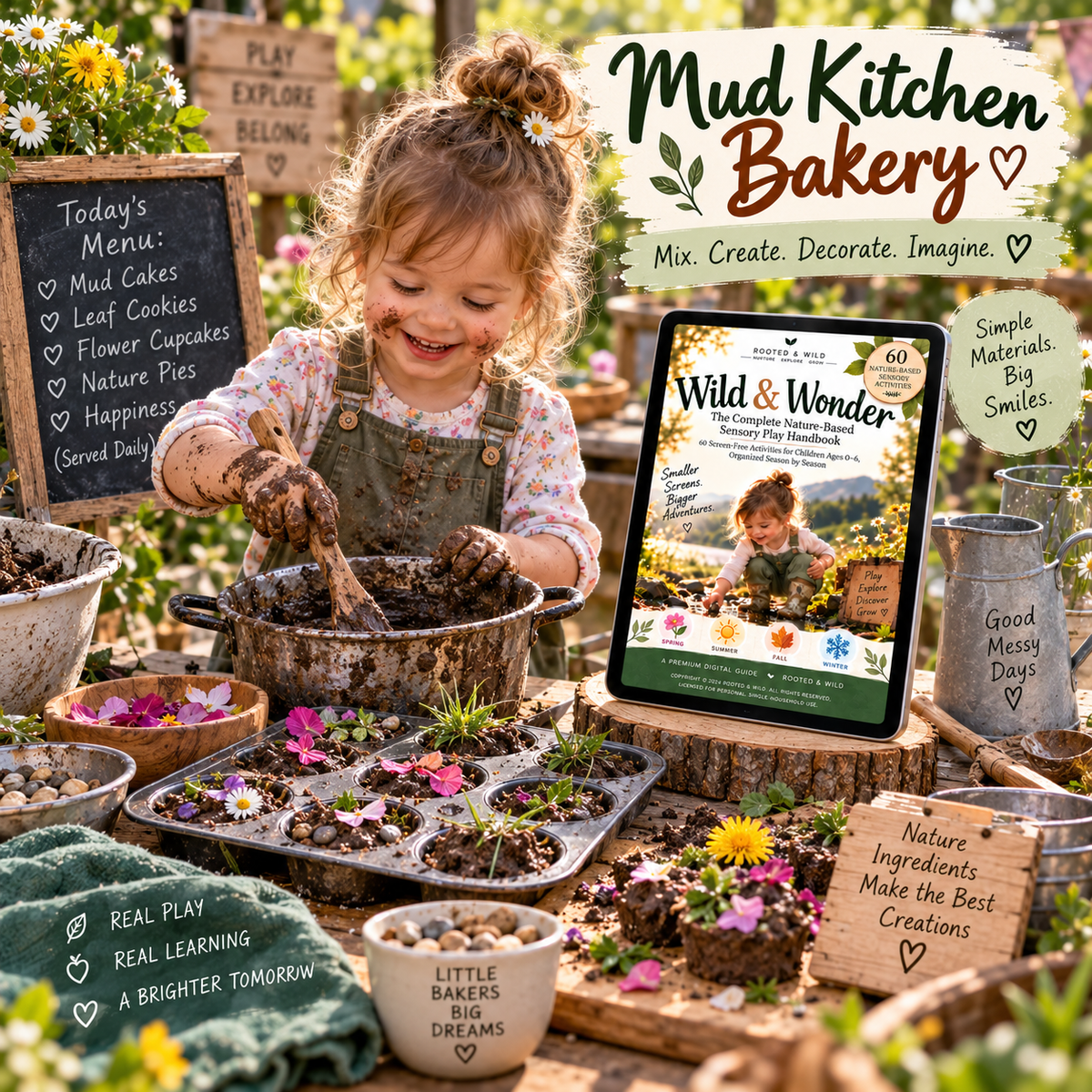 Wild & Wonder: Nature-Based Sensory Play Handbook | 60 Screen-Free Activities for Kids Ages 0–6 | Seasonal Outdoor Play Guide
