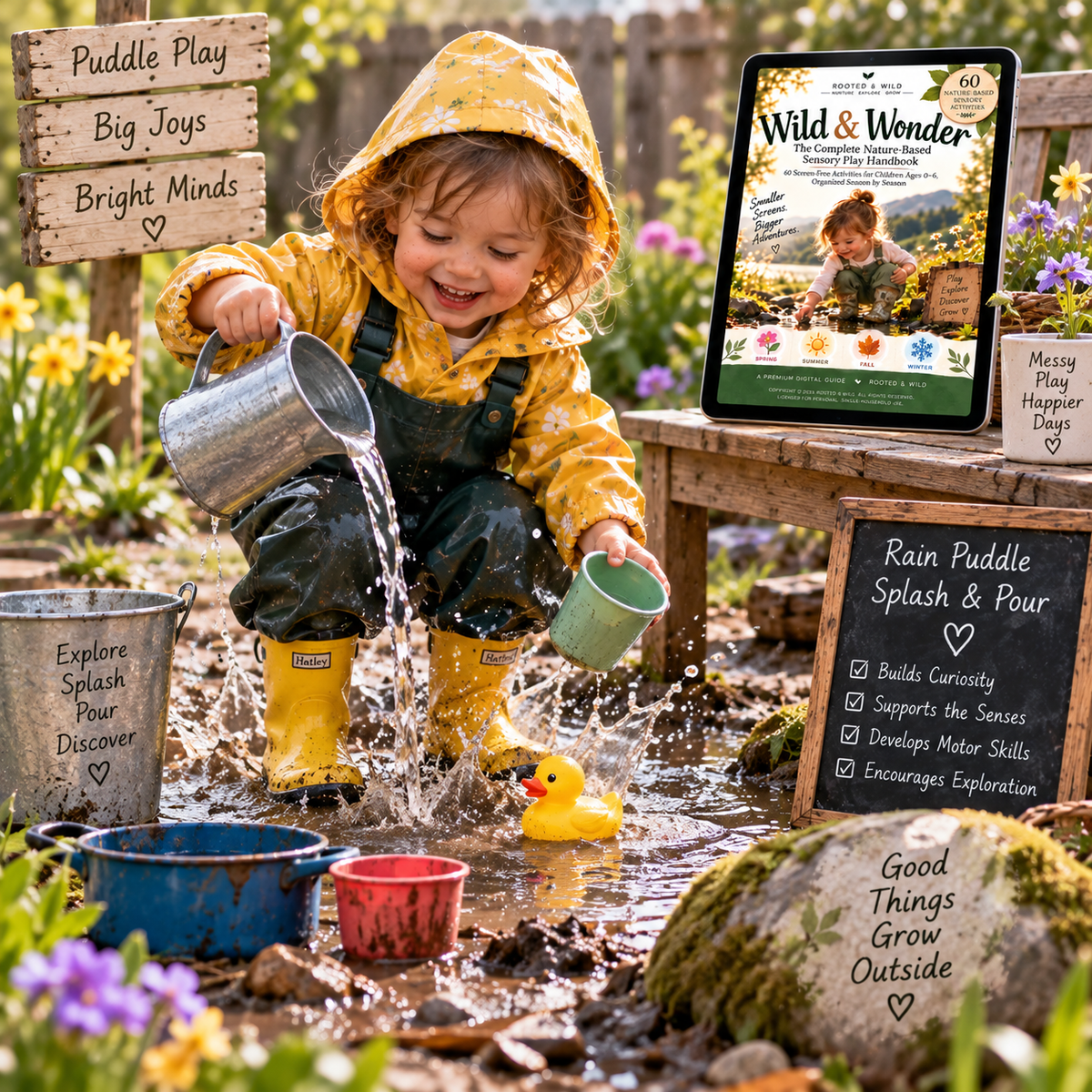 Wild & Wonder: Nature-Based Sensory Play Handbook | 60 Screen-Free Activities for Kids Ages 0–6 | Seasonal Outdoor Play Guide
