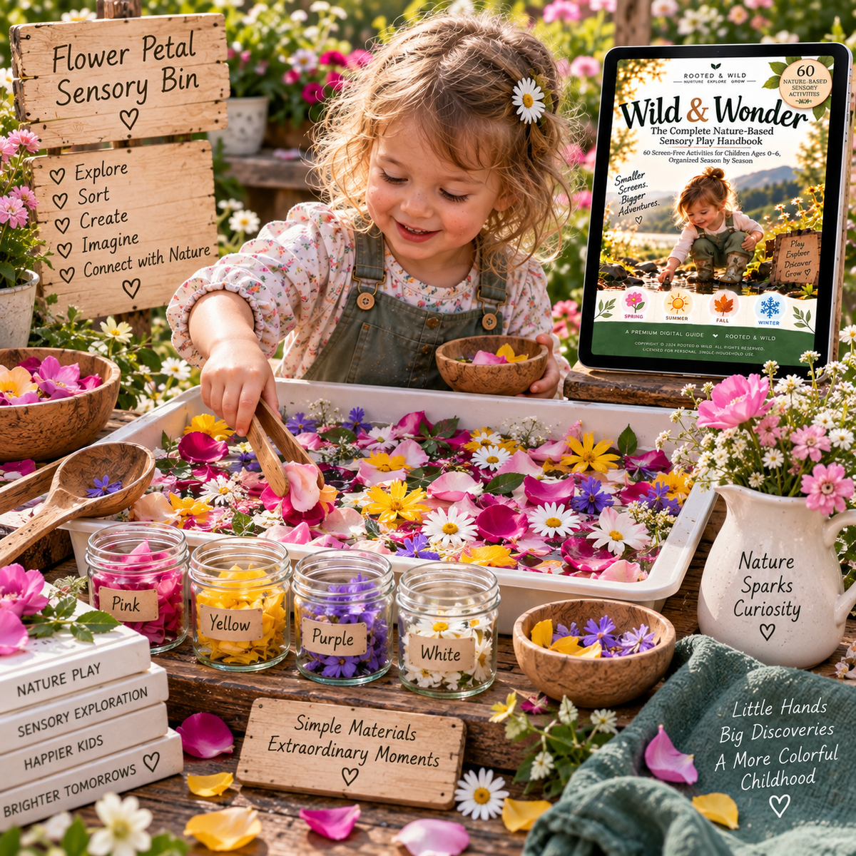 Wild & Wonder: Nature-Based Sensory Play Handbook | 60 Screen-Free Activities for Kids Ages 0–6 | Seasonal Outdoor Play Guide