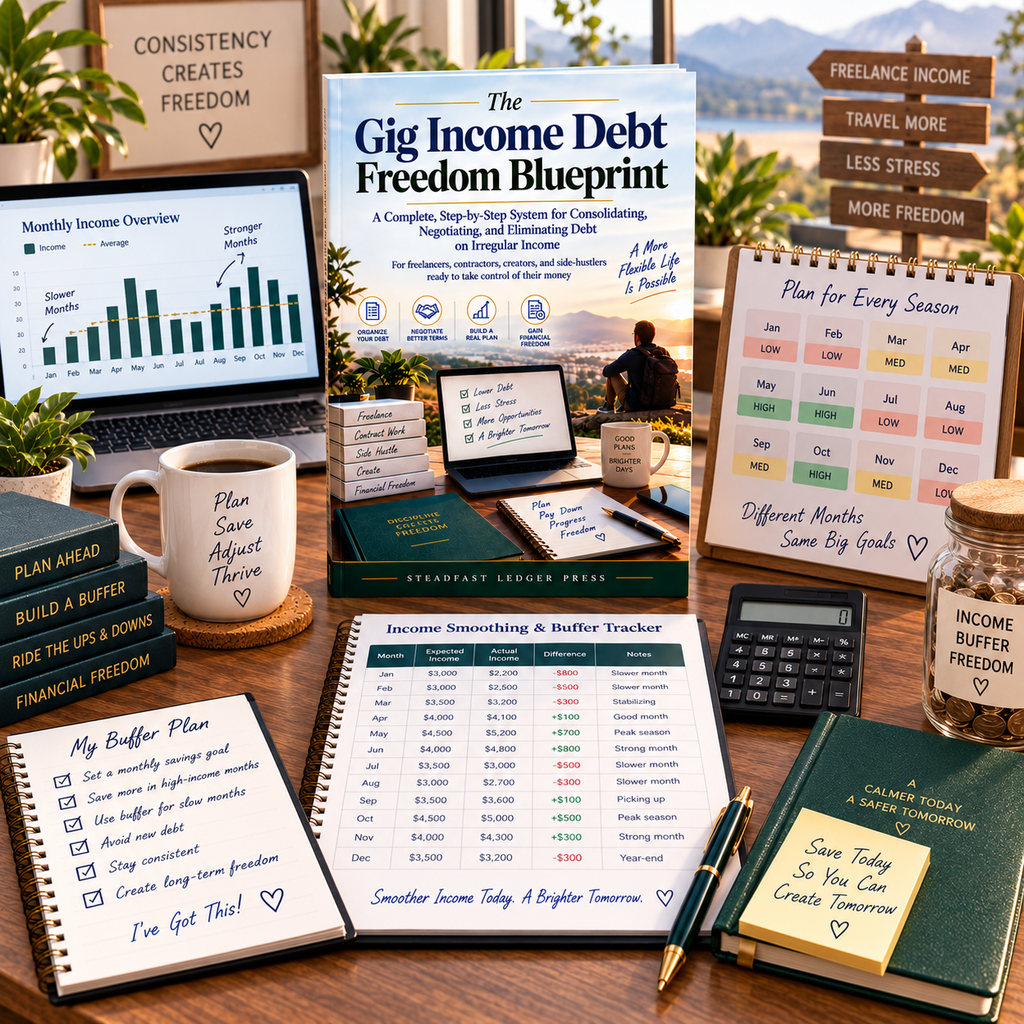 The Gig Income Debt Freedom Blueprint | 72-Page Debt Planning Guide for Freelancers, Contractors & Side Hustlers | Budget, Payoff & Negotiation Workbook