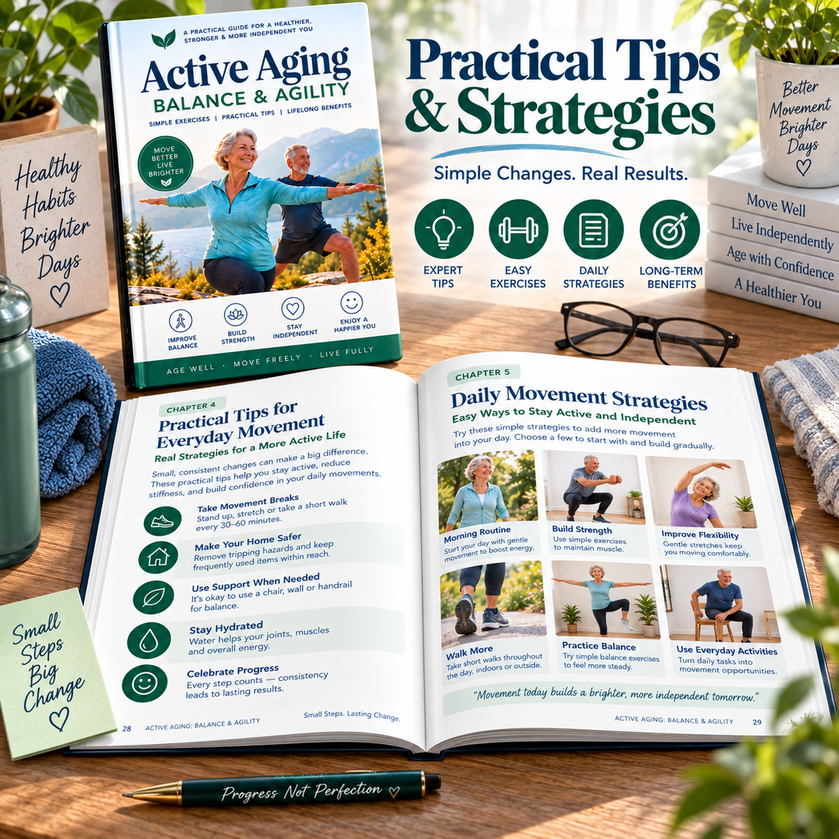 Active Aging: Balance & Agility | 72-Page Exercise & Movement Guide | 8-Week Progressive Program
