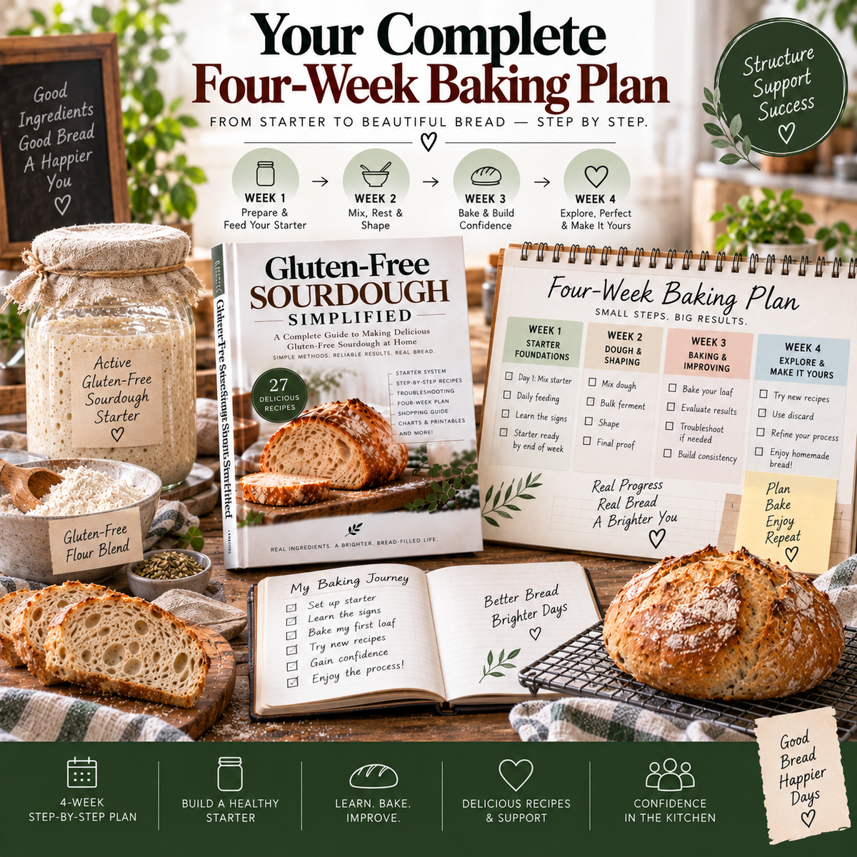 Gluten-Free Sourdough Simplified | Complete 100% Gluten-Free Sourdough Baking Guide & Recipe Workbook