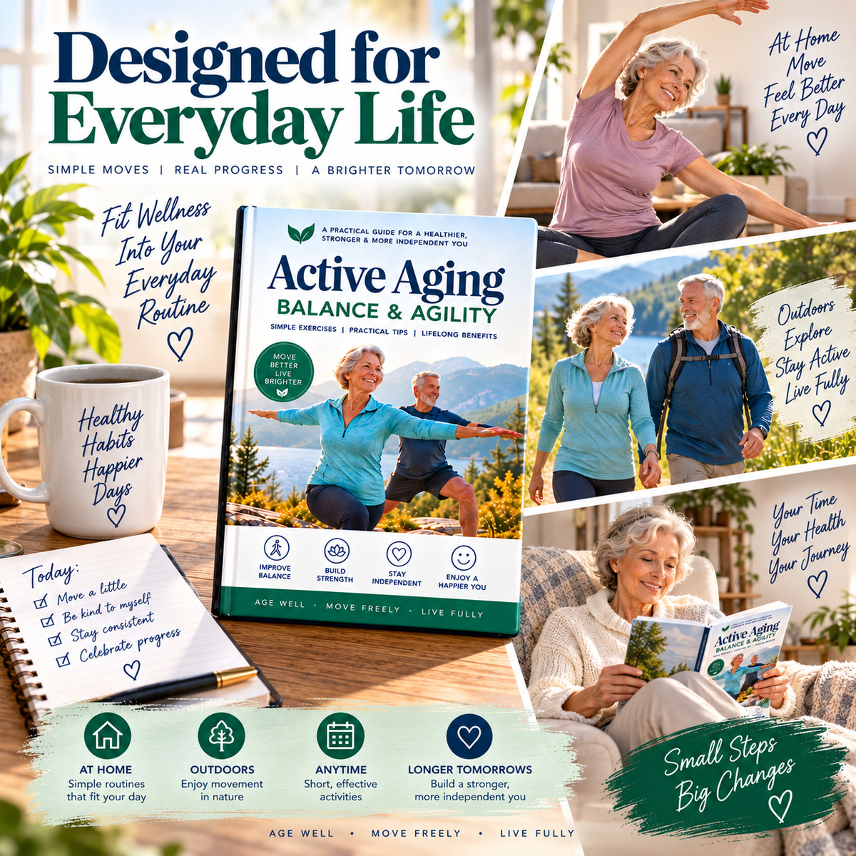 Active Aging: Balance & Agility | 72-Page Exercise & Movement Guide | 8-Week Progressive Program