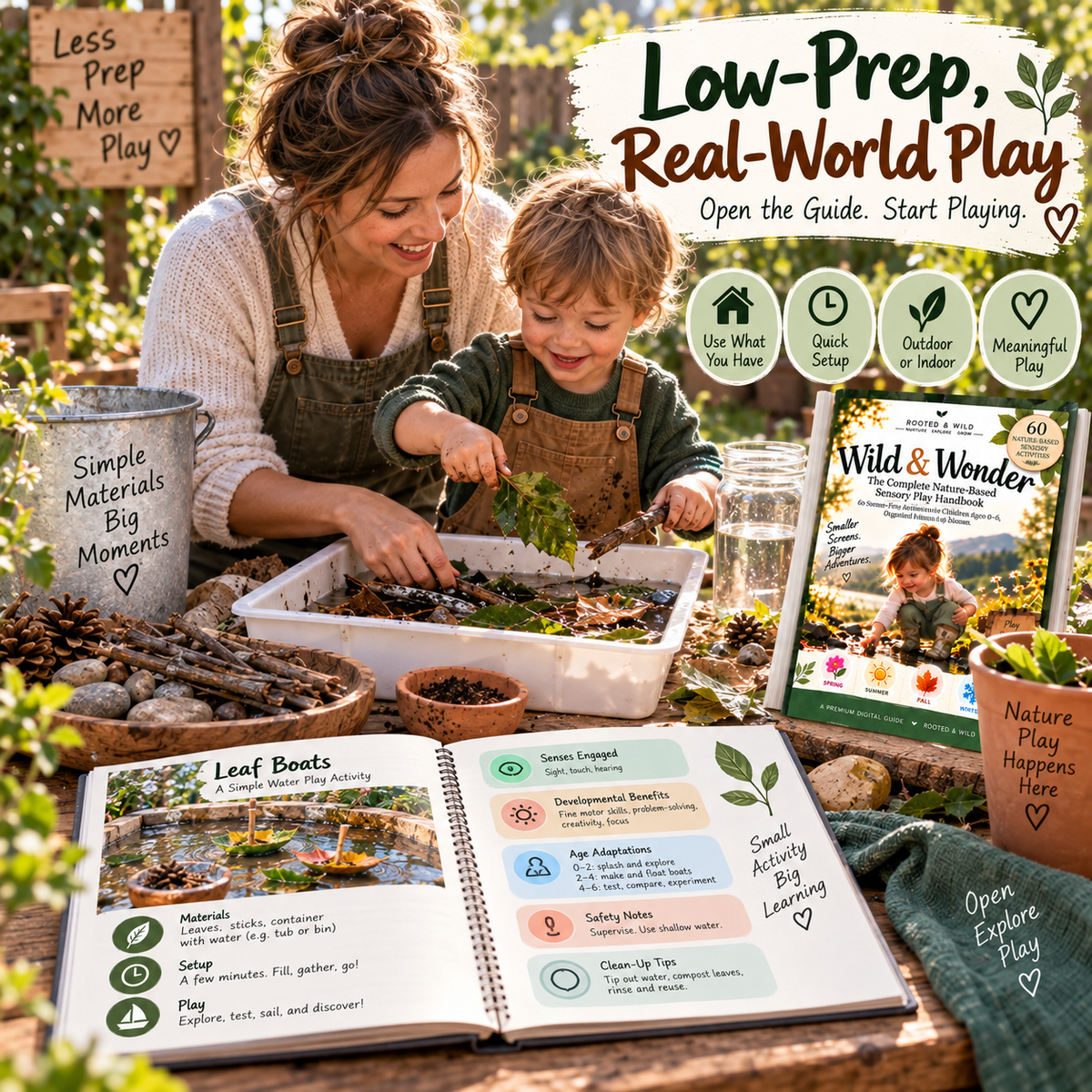 Wild & Wonder: Nature-Based Sensory Play Handbook | 60 Screen-Free Activities for Kids Ages 0–6 | Seasonal Outdoor Play Guide