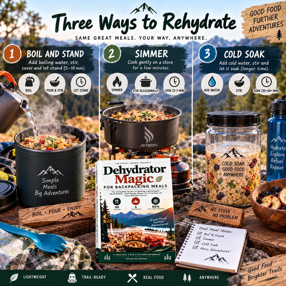 Dehydrator Magic for Backpacking Meals | 48 Lightweight Trail Recipes & Meal Planning Guide