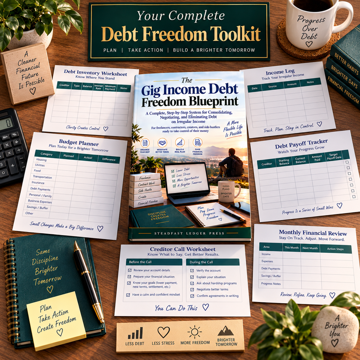 The Gig Income Debt Freedom Blueprint | 72-Page Debt Planning Guide for Freelancers, Contractors & Side Hustlers | Budget, Payoff & Negotiation Workbook