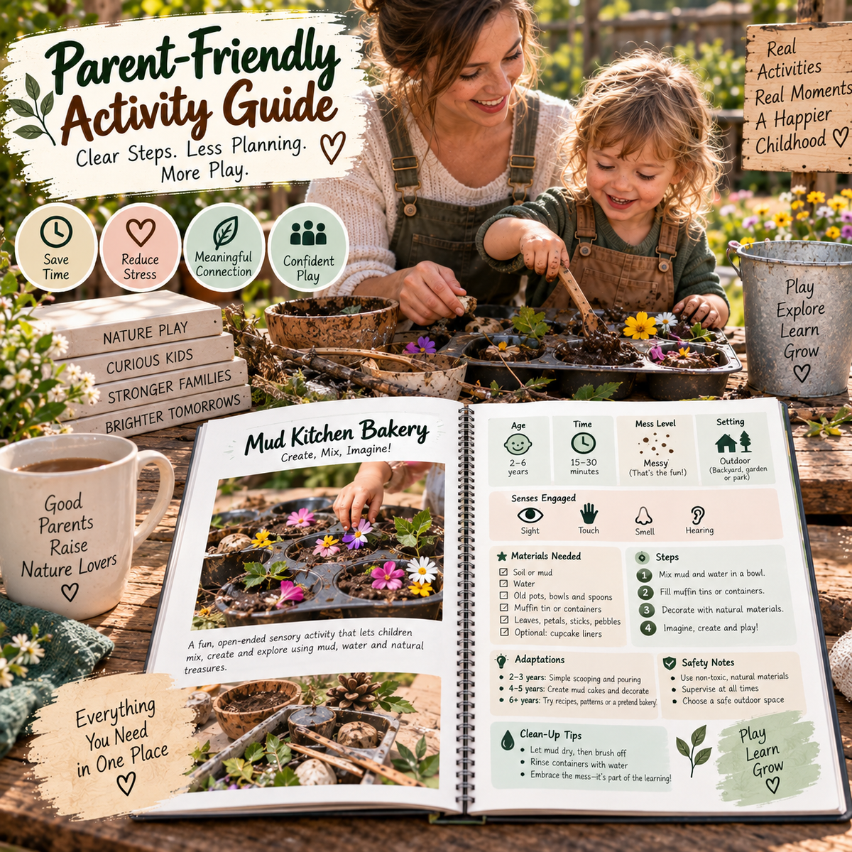 Wild & Wonder: Nature-Based Sensory Play Handbook | 60 Screen-Free Activities for Kids Ages 0–6 | Seasonal Outdoor Play Guide