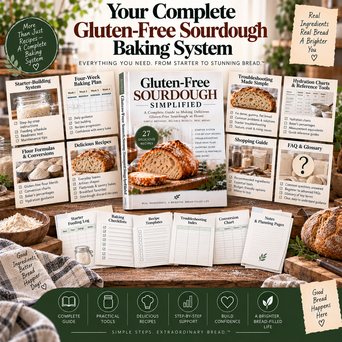 Gluten-Free Sourdough Simplified | Complete 100% Gluten-Free Sourdough Baking Guide & Recipe Workbook