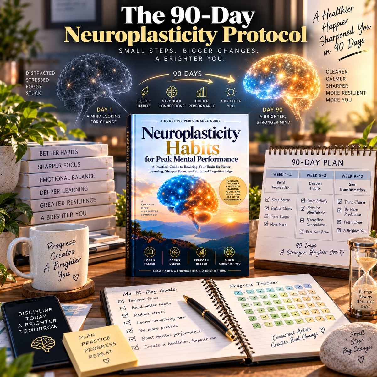 Neuroplasticity Habits for Peak Mental Performance | Cognitive Performance & Focus Guide | 90-Day Brain Training & Learning Workbook
