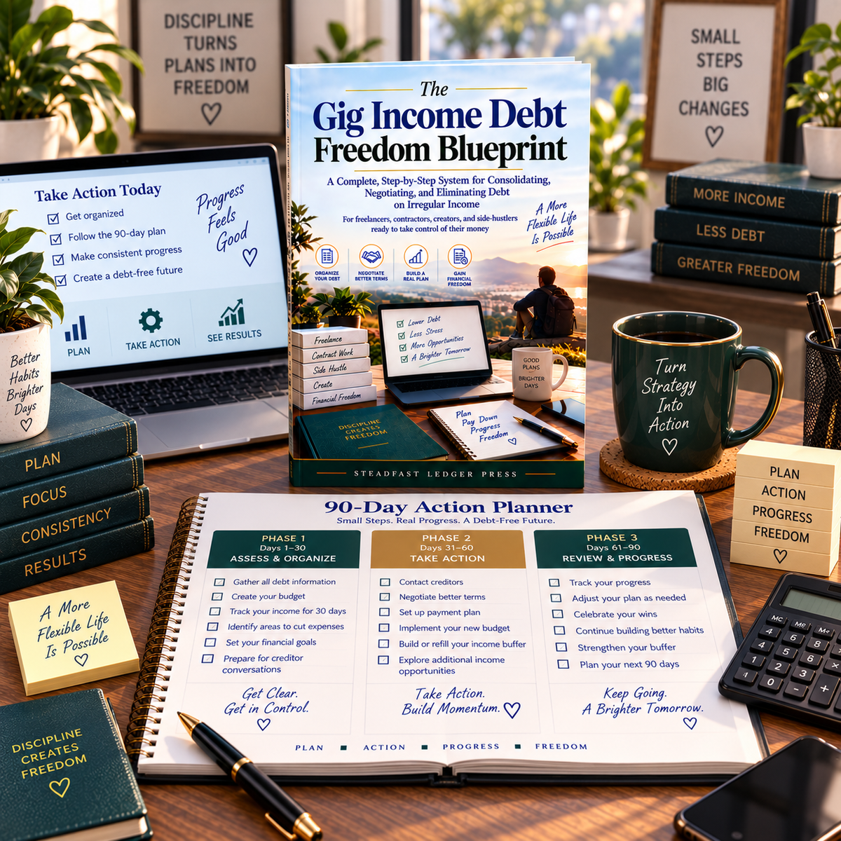 The Gig Income Debt Freedom Blueprint | 72-Page Debt Planning Guide for Freelancers, Contractors & Side Hustlers | Budget, Payoff & Negotiation Workbook