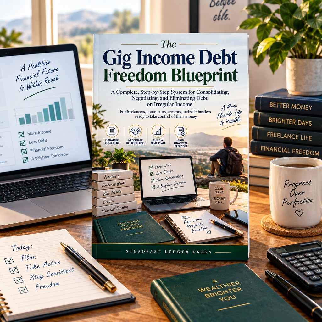 The Gig Income Debt Freedom Blueprint | 72-Page Debt Planning Guide for Freelancers, Contractors & Side Hustlers | Budget, Payoff & Negotiation Workbook