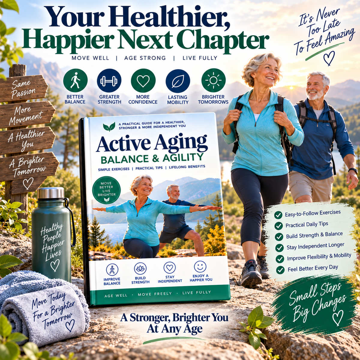 Active Aging: Balance & Agility | 72-Page Exercise & Movement Guide | 8-Week Progressive Program