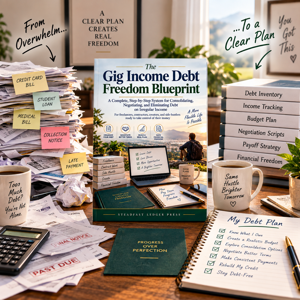 The Gig Income Debt Freedom Blueprint | 72-Page Debt Planning Guide for Freelancers, Contractors & Side Hustlers | Budget, Payoff & Negotiation Workbook