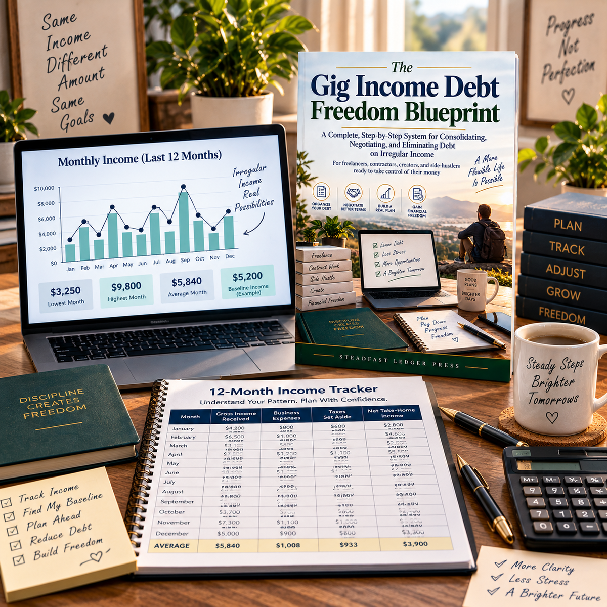 The Gig Income Debt Freedom Blueprint | 72-Page Debt Planning Guide for Freelancers, Contractors & Side Hustlers | Budget, Payoff & Negotiation Workbook