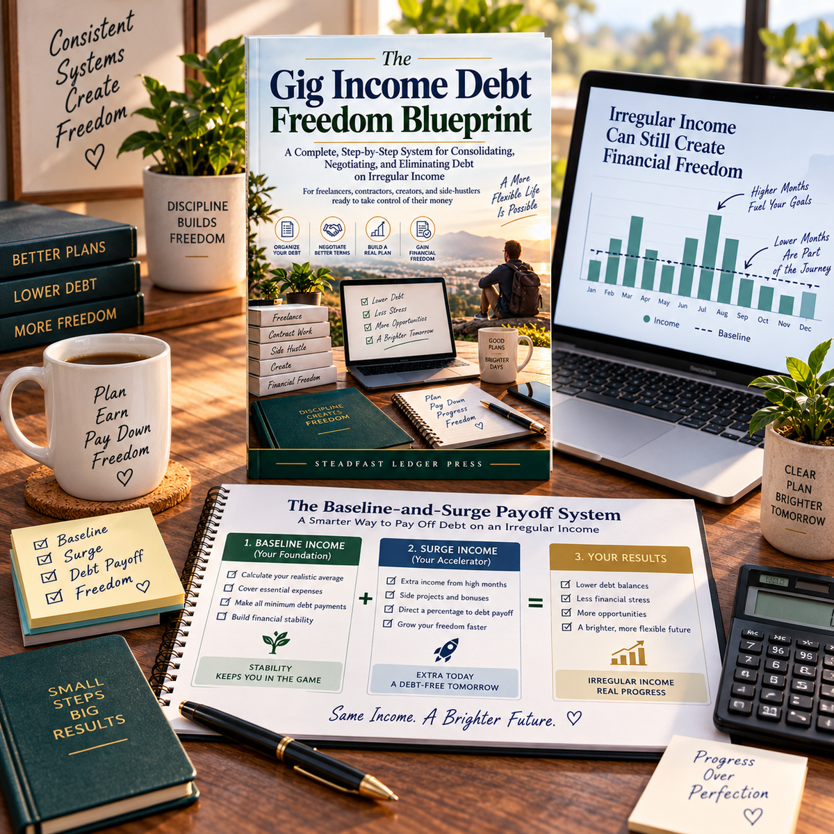 The Gig Income Debt Freedom Blueprint | 72-Page Debt Planning Guide for Freelancers, Contractors & Side Hustlers | Budget, Payoff & Negotiation Workbook