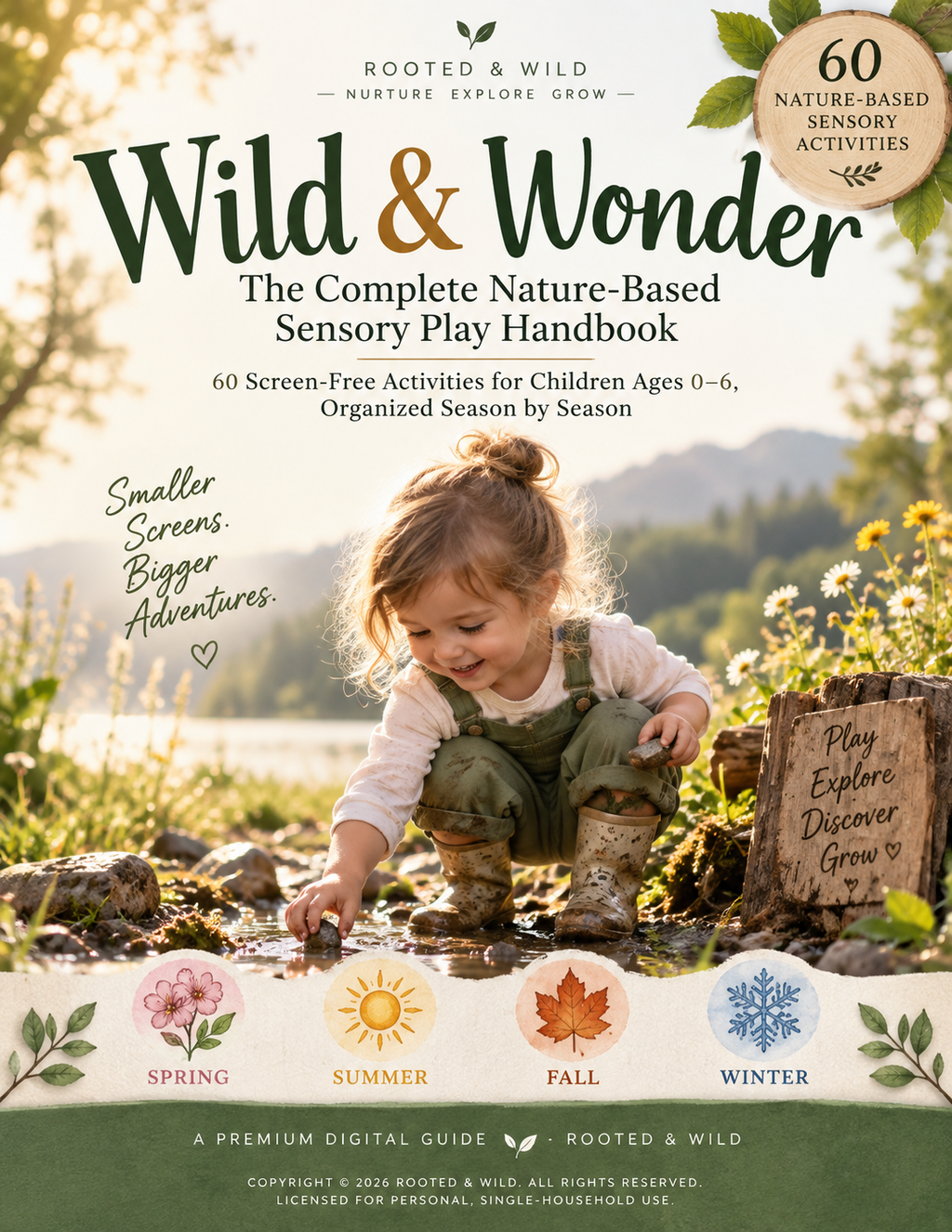Wild & Wonder: Nature-Based Sensory Play Handbook | 60 Screen-Free Activities for Kids Ages 0–6 | Seasonal Outdoor Play Guide