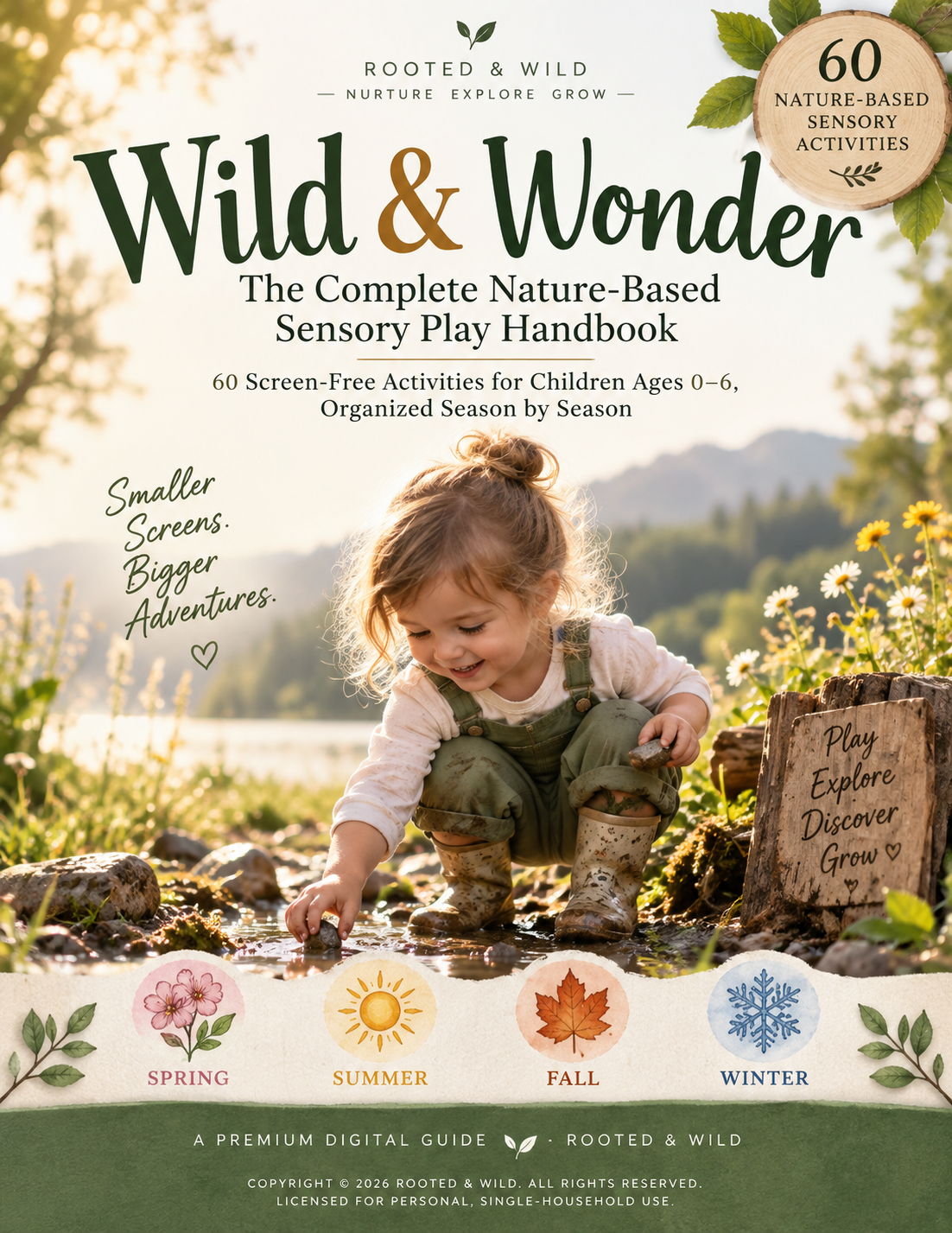 Wild & Wonder: Nature-Based Sensory Play Handbook | 60 Screen-Free Activities for Kids Ages 0–6 | Seasonal Outdoor Play Guide