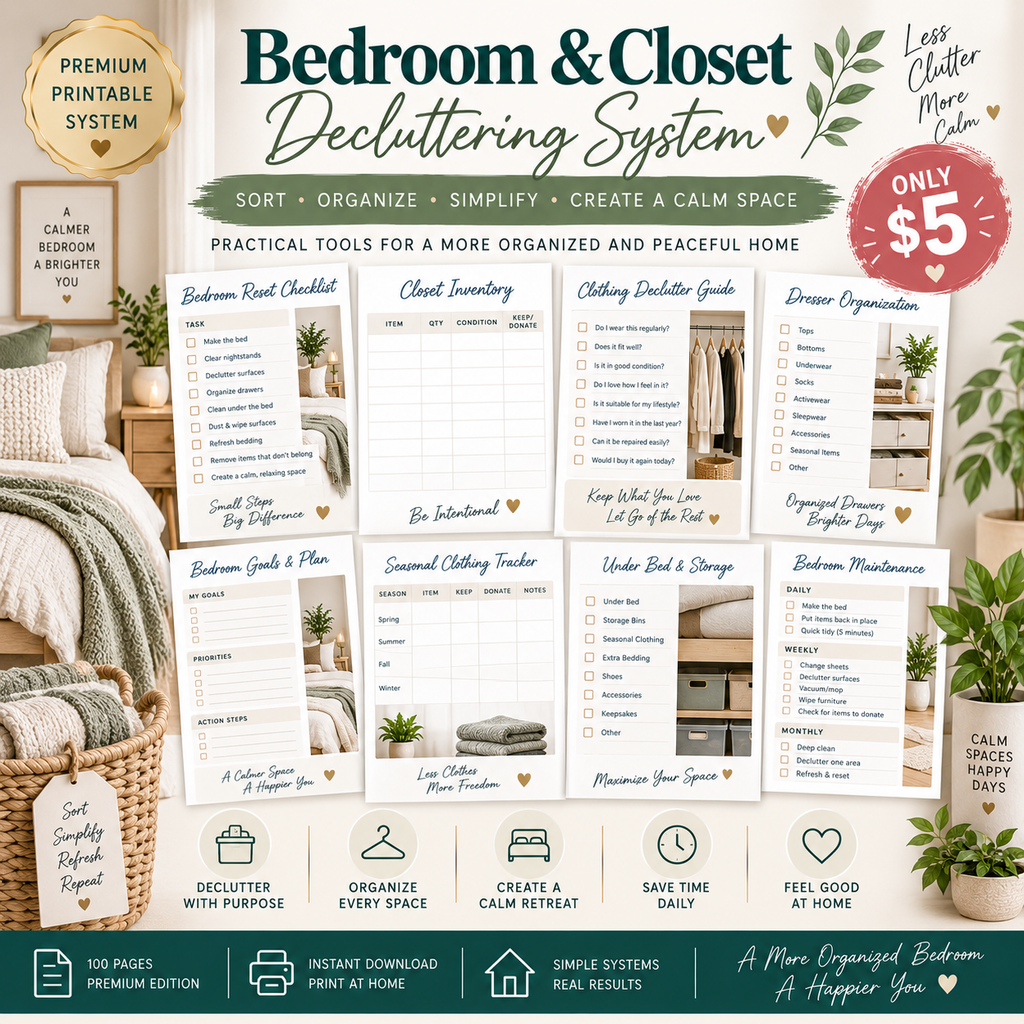 Preview page from the Home Decluttering & Organization System printable