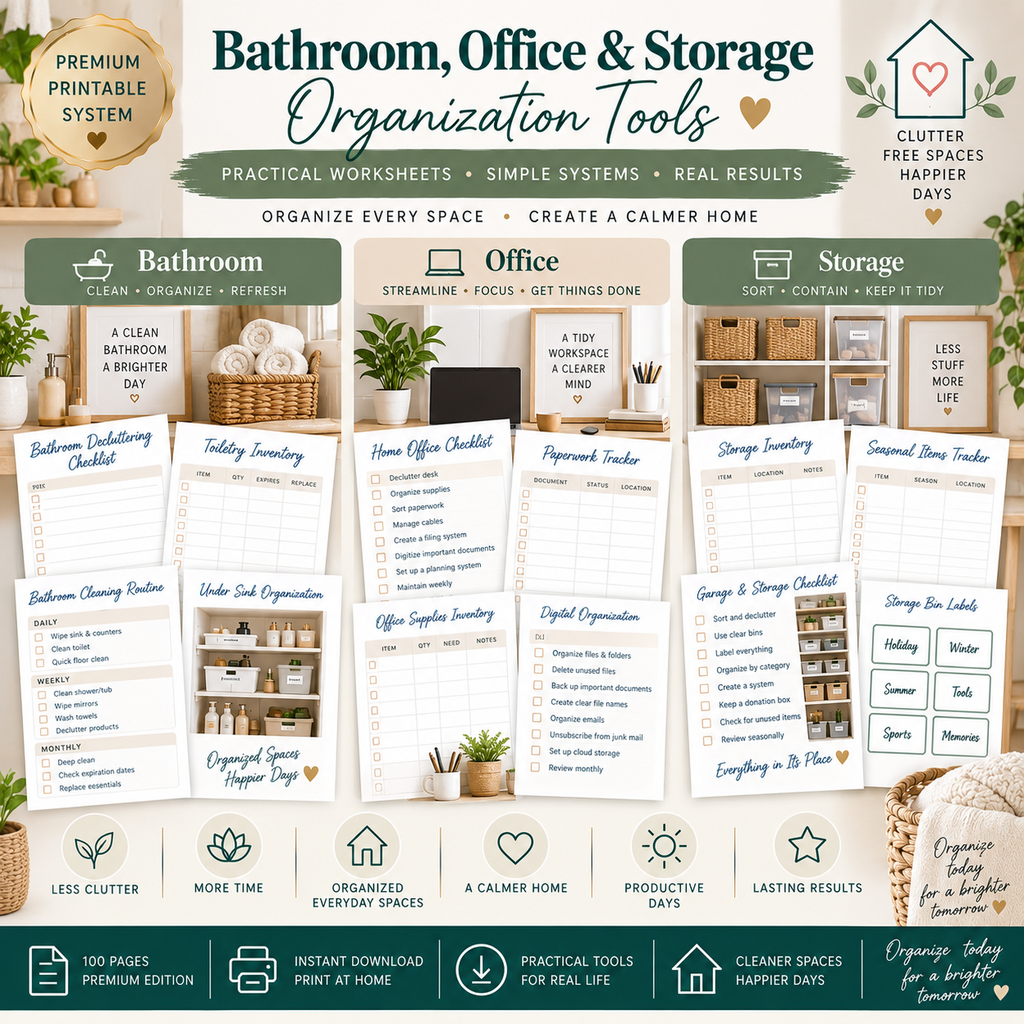 Preview page from the Home Decluttering & Organization System printable