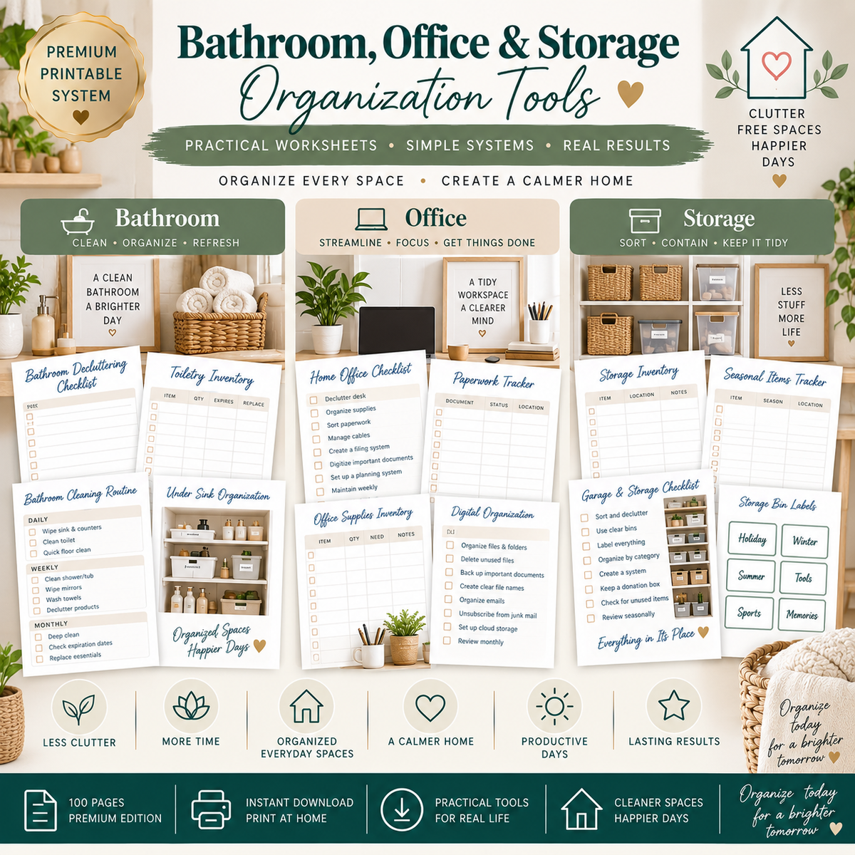 Preview page from the Home Decluttering & Organization System printable