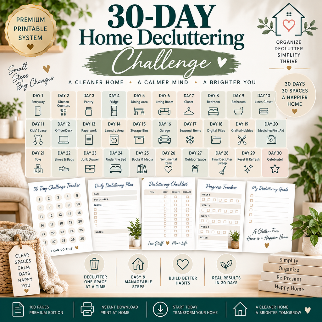 Preview page from the Home Decluttering & Organization System printable