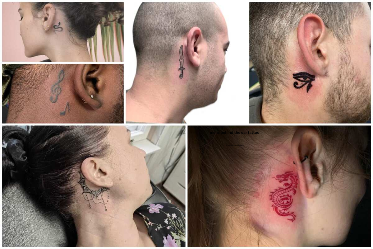 mens behind the ear tattoo